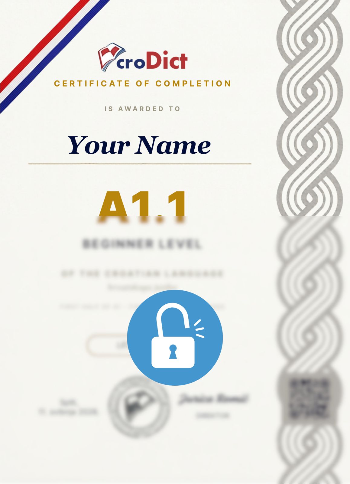 Certificate — example view